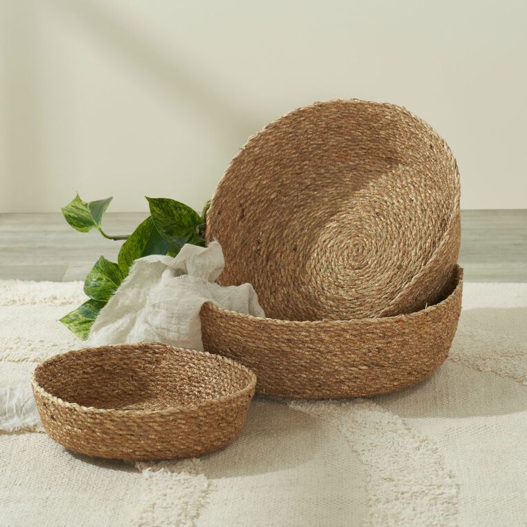 Living & Co Natural Grass Woven Bowl 31cm x 10cm, , hi-res