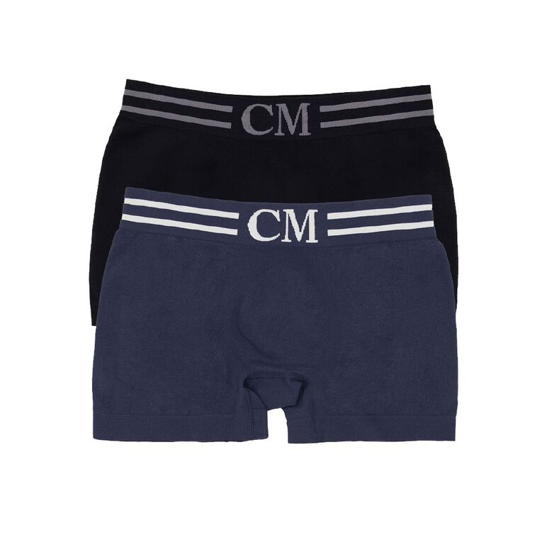 Clio Men's Seamfree Pouch Trunks 2 Pack, Black/Blue, hi-res