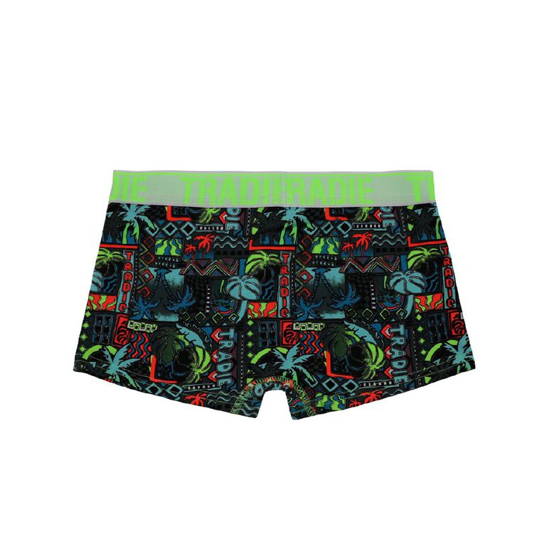 Tradie Boys' Trunks 3 Pack, Green/White, hi-res