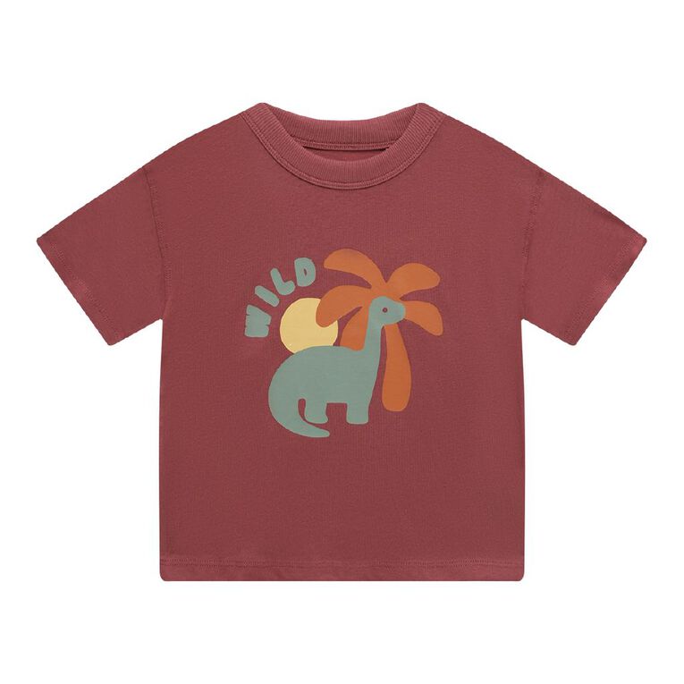 Young Original Toddler Short Sleeve Boxy Print Tee, Red Dark, hi-res