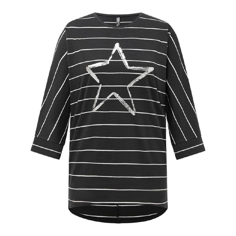 H&H Women's 3/4 Batwing Tunic Top, Grey Dark, hi-res