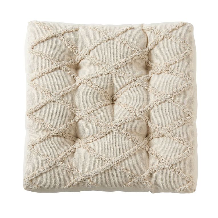 Living & Co Floor Cushion Diamond Natural 60cm x 60cm, , hi-res