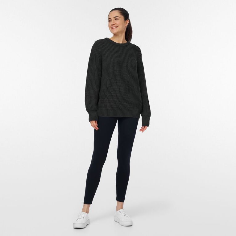 H&H Women's Relaxed Rib Crew Neck Jumper, Charcoal, hi-res
