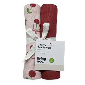 Living & Co Tea Towel Cherry Pink 50cm x 70cm