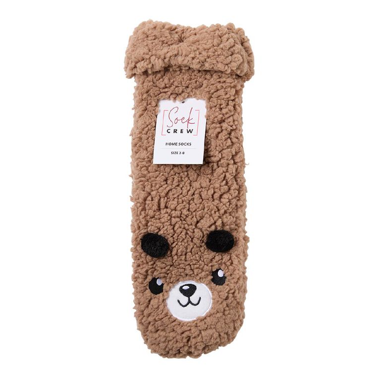 Sock Crew Women's Animal Sherpa Sock 1 Pack, Brown, hi-res