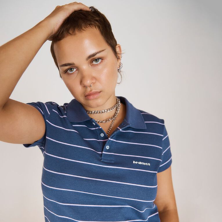BRDRLESS Ivy Stripe Polo, Navy, hi-res