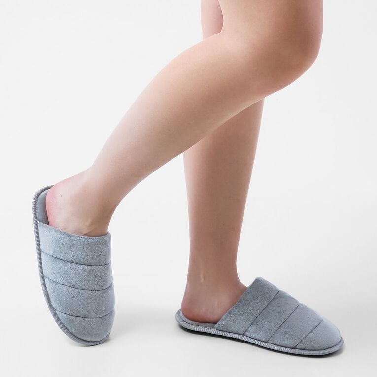 H&H Women's Puff Scuff Slippers, Grey, hi-res