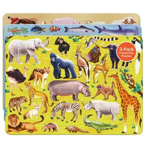 Frame Tray Puzzle 3 Pack Animals 35 Piece