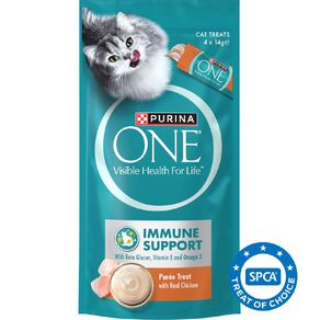 PURINA ONE Immune Care Puree Chicken Cat Treats 4 x 14g