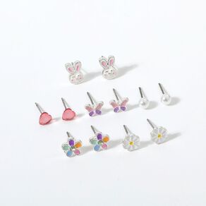 Young Original Kids' Stud Earrings 6 Pairs Bunny