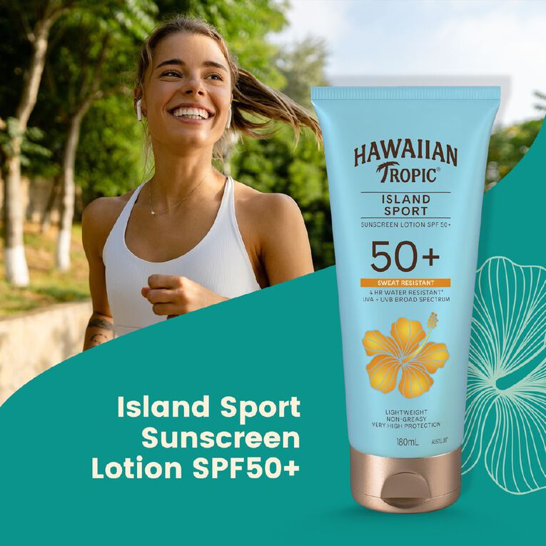 Hawaiian Tropic Island Sport Sunscreen Lotion SPF50+ 180ml, , hi-res