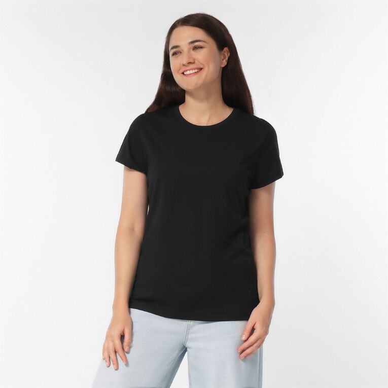 H&H Women's Essential Short Sleeve Crew Neck Tee, Black, hi-res