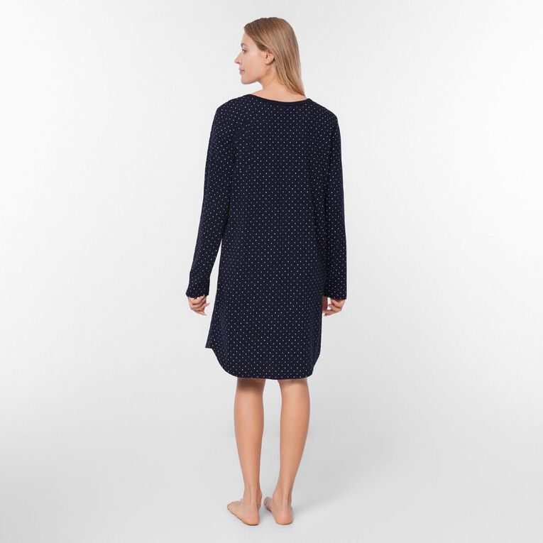 H&H Women's Long Sleeve Nightie, Blue Dark, hi-res
