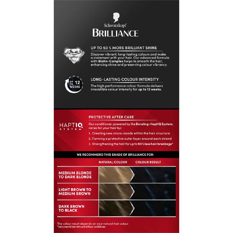 Schwarzkopf Brilliance Hair Colour Blue Black 91, , hi-res
