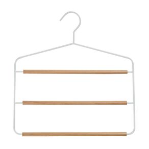 Living & Co Wire & Wood 3 Tier Pant Hanger White