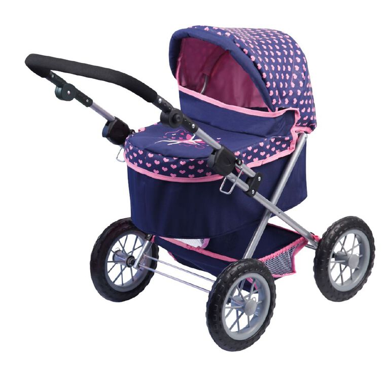 Bayer Dolls Pram Trendy Blue with Pink Trim, , hi-res