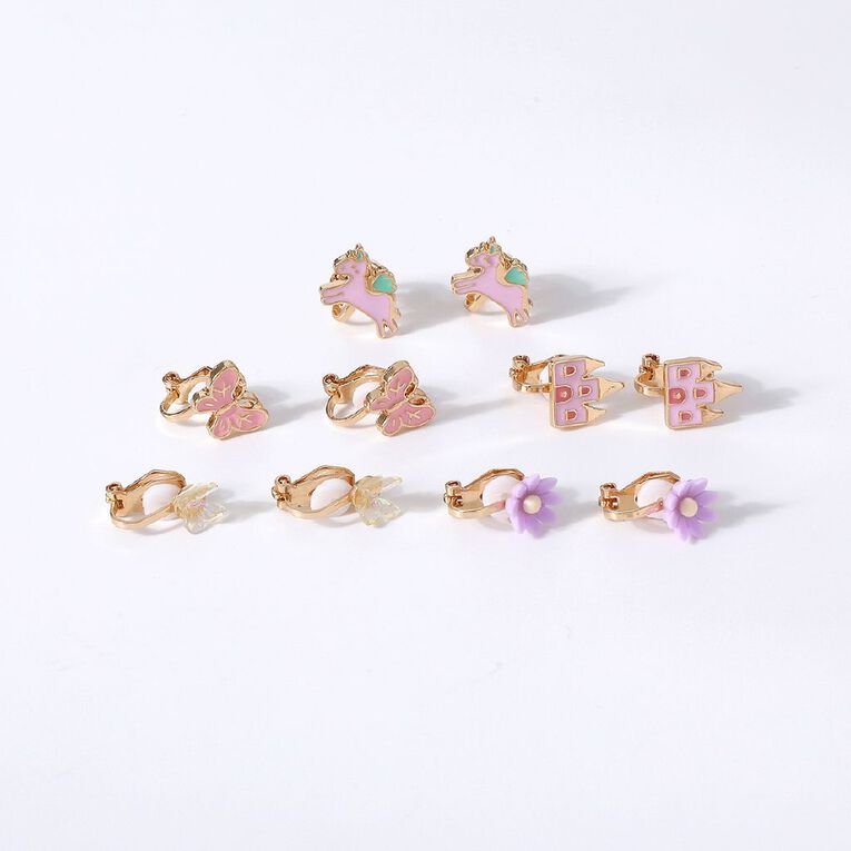 Young Original Kids' Clip Flower Earrings 5 Pairs, , hi-res
