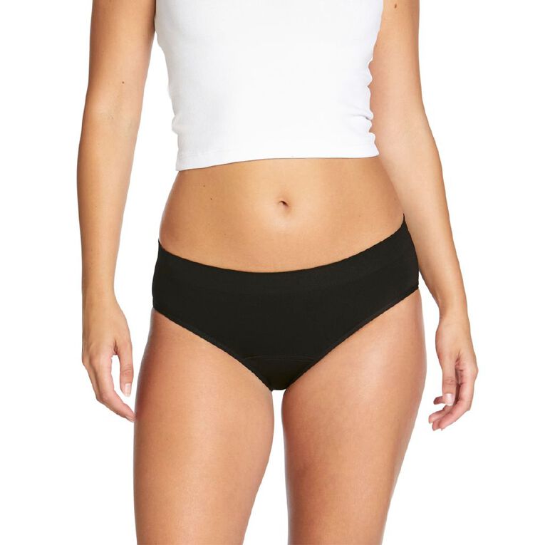 Love Luna Women's Seamfree Period Bikini Briefs, Black, hi-res