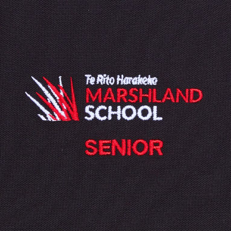 Schooltex Marshland School Senior Polo with Embroidery, Black/Red/White, hi-res