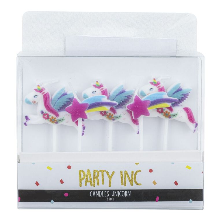 Party Inc Unicorn Candles 5 Pack, , hi-res