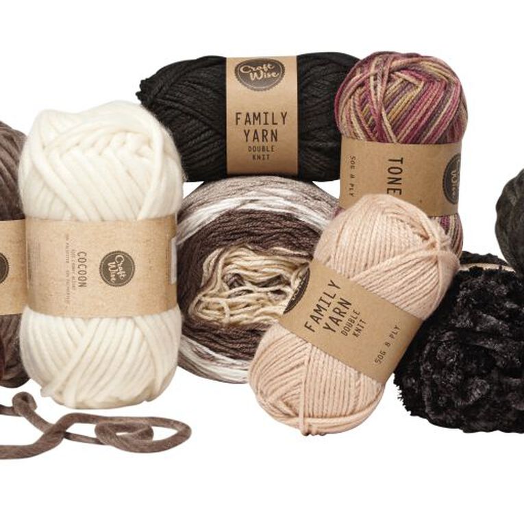 Uniti Double Knit Family Yarn Black 50g, , hi-res