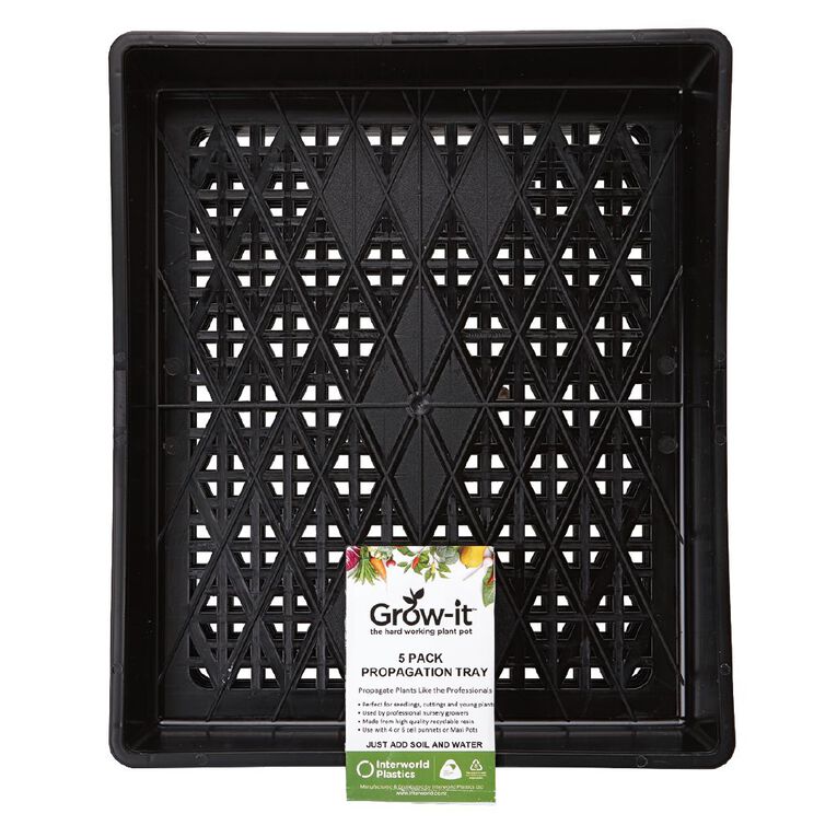 IP Plastics Standard Tray 35cm x 30cm x 5cm Black 5 Pack, , hi-res