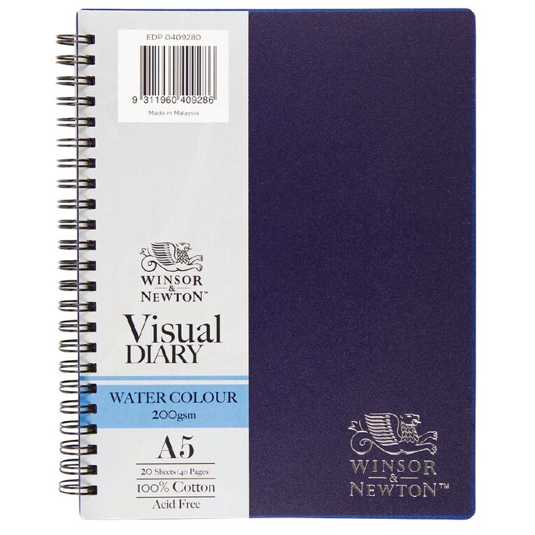 Winsor & Newton Watercolour Visual Diary Spiral 200gsm A5 20 Sheets, , hi-res