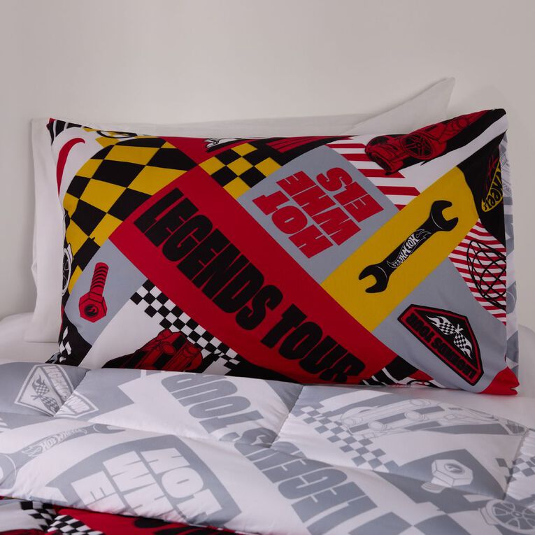 Hot Wheels Comforter Set 2 Piece Multi-Coloured Single, , hi-res