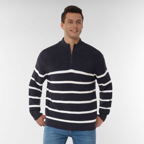 H&H Men's QTR Zip Fisherman Rib Pullover