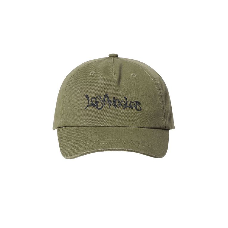 Young Original Kids' Washed Slogan Cap, Green Dark, hi-res