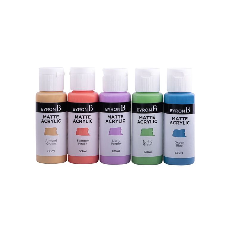 Jasart Byron Matte Acrylic Paint 60ml Pastel Set of 5, , hi-res