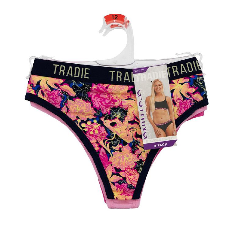 Tradie Women's G-string 3 Pack, Pink, hi-res