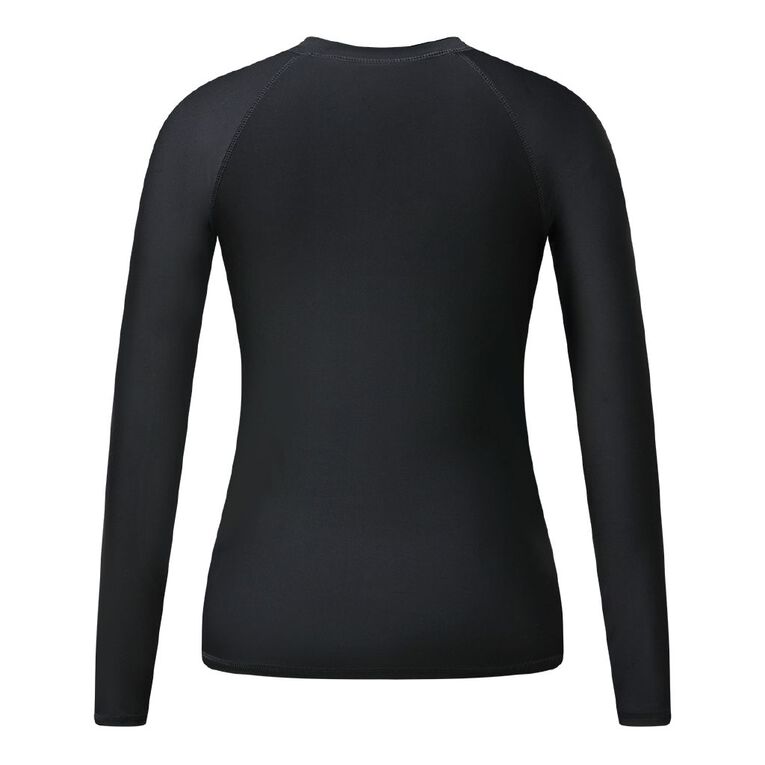 H&H Women's Long Sleeve Zip-Thru Rash Top, Black, hi-res