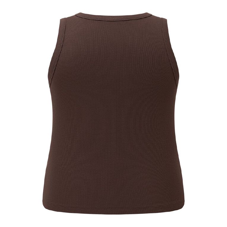 H&H Curve Women's Rib Tank, Brown Dark, hi-res