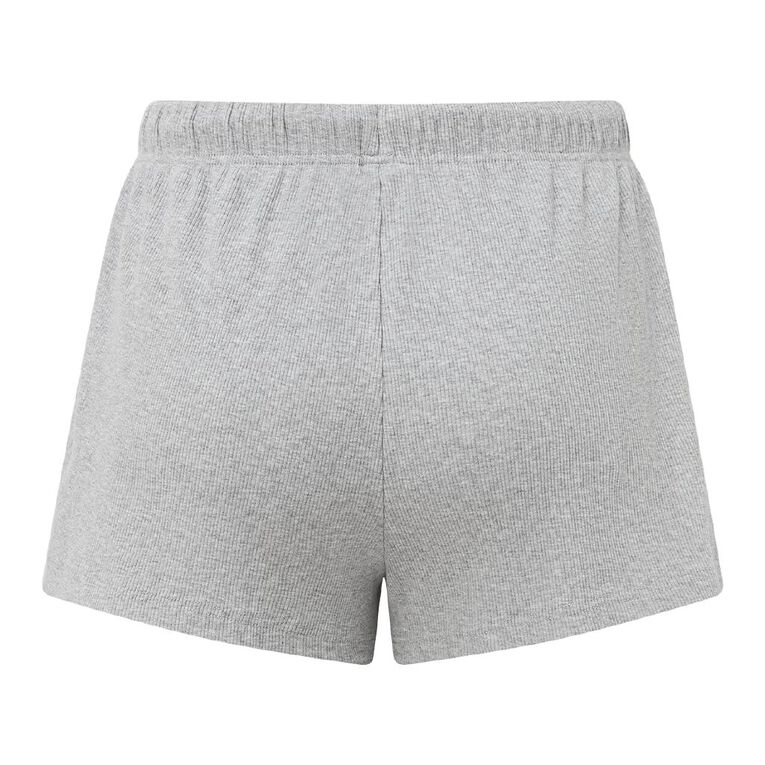 H&H Women's Rib Pyjama Shorts, Grey Mid, hi-res