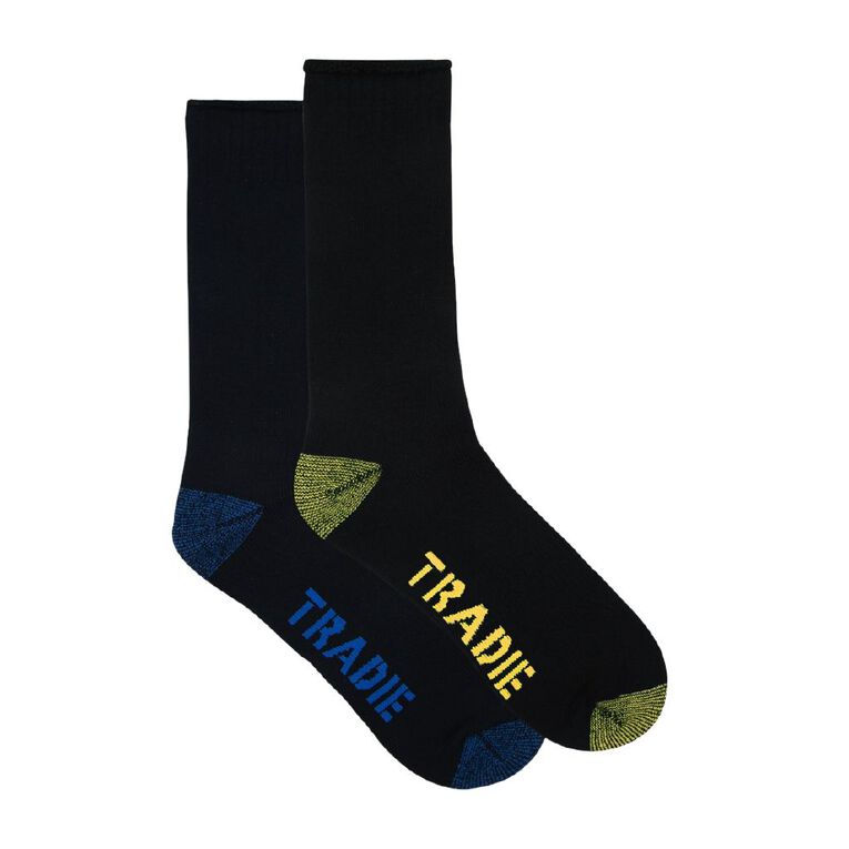 Tradie Men's Tough Work Socks 2 Pack Black/Blue The Warehouse