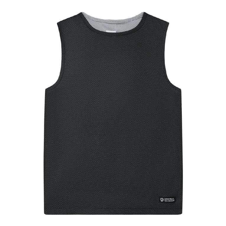 Basketball NZ Reversible Singlet, Black/White, hi-res