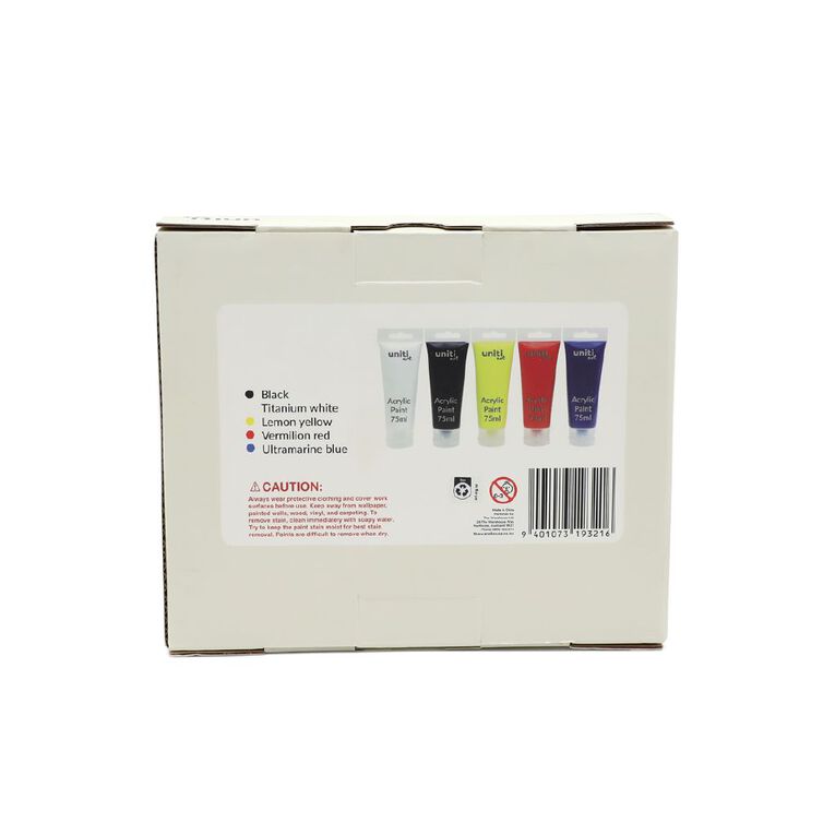 Uniti Acrylic Paint 75ml Basics 5 Pack, , hi-res