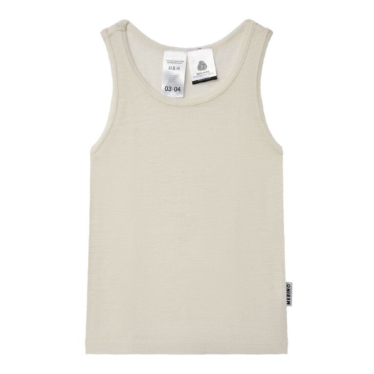 H&H Kids' Merino Thermal Singlet, Cream, hi-res