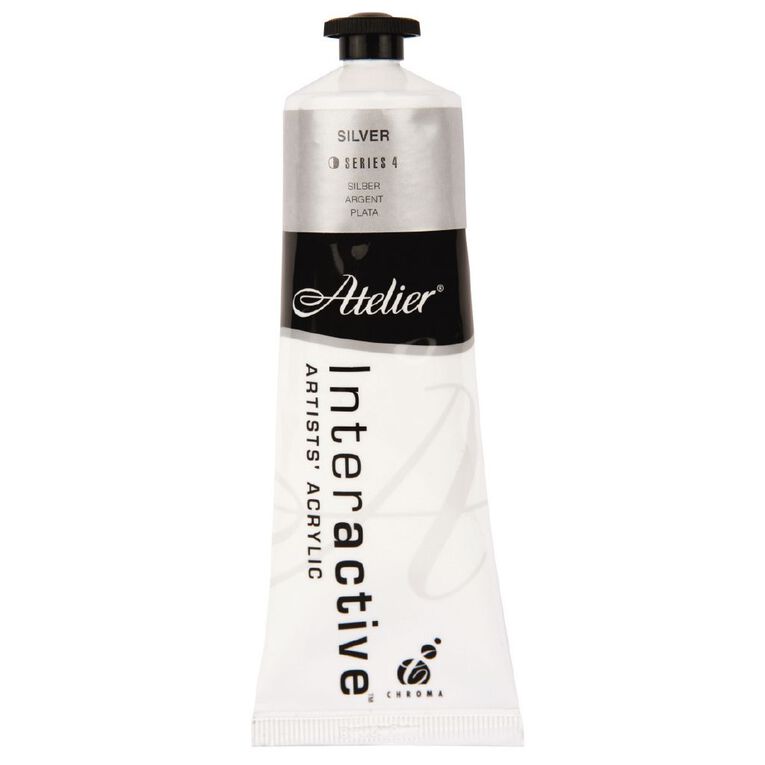 Atelier S4 Acrylic Paint Silver 80ml, , hi-res