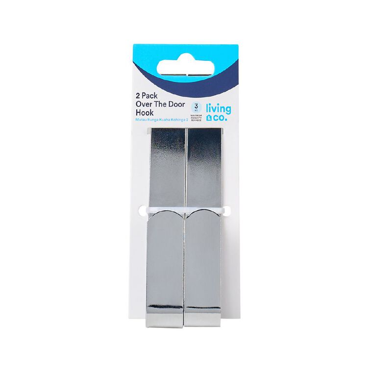 Living & Co Over the Door Hook 2 Pack Silver, , hi-res