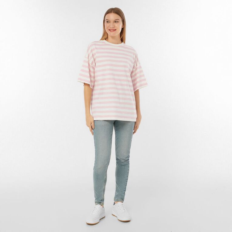 H&H Women's Oversized Cotton Slouchy Tee, Pink, hi-res