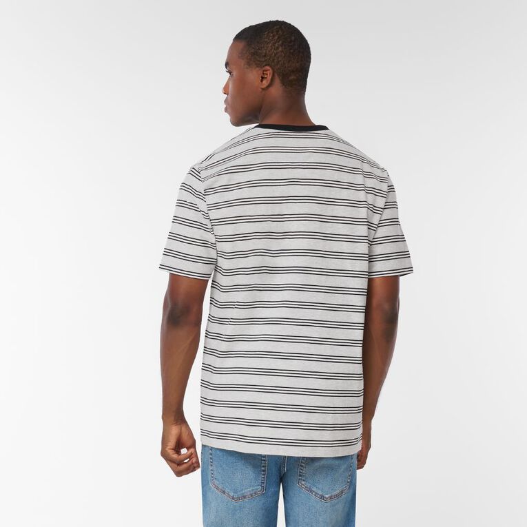 H&H Men's Regular Fit YD Stripe Tee, Grey/White, hi-res