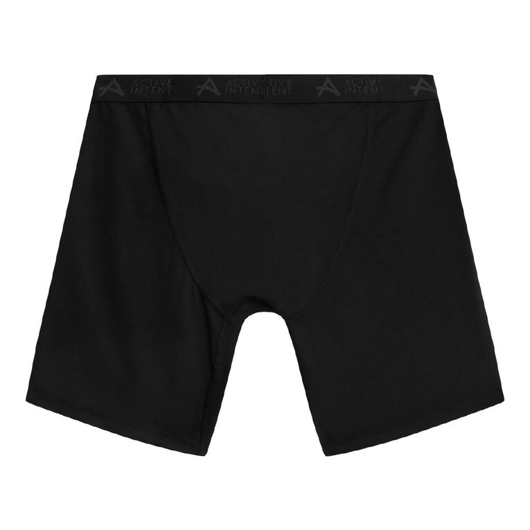 Active Intent Men's Performance Full Mesh Long Length Trunks, Black, hi-res