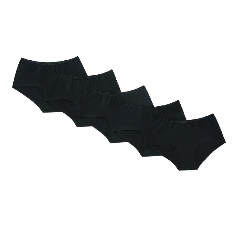H&H Women's Shortie Briefs 5 Pack, Black, hi-res