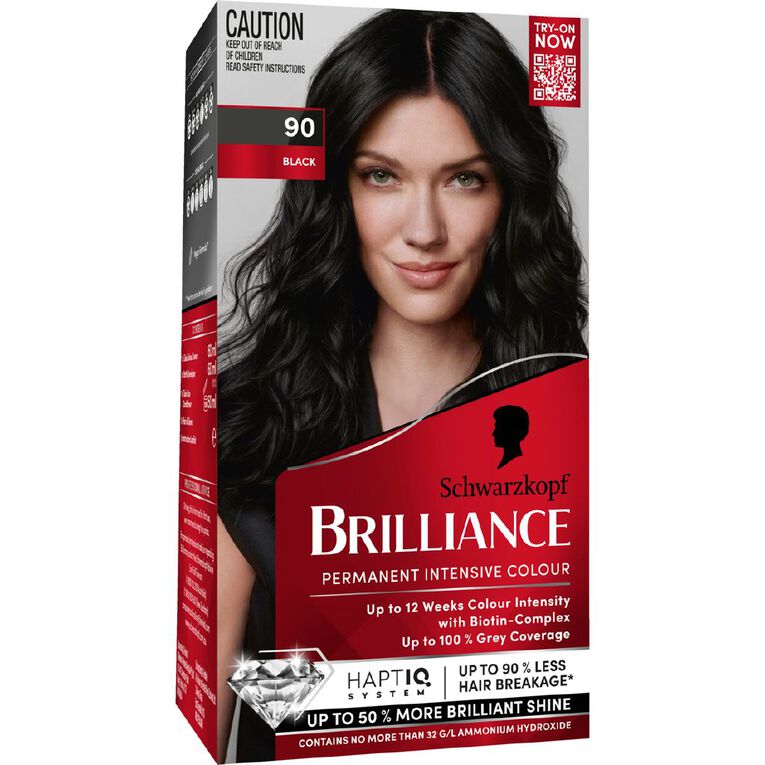Schwarzkopf Brilliance Hair Colour Black 90 Black, , hi-res