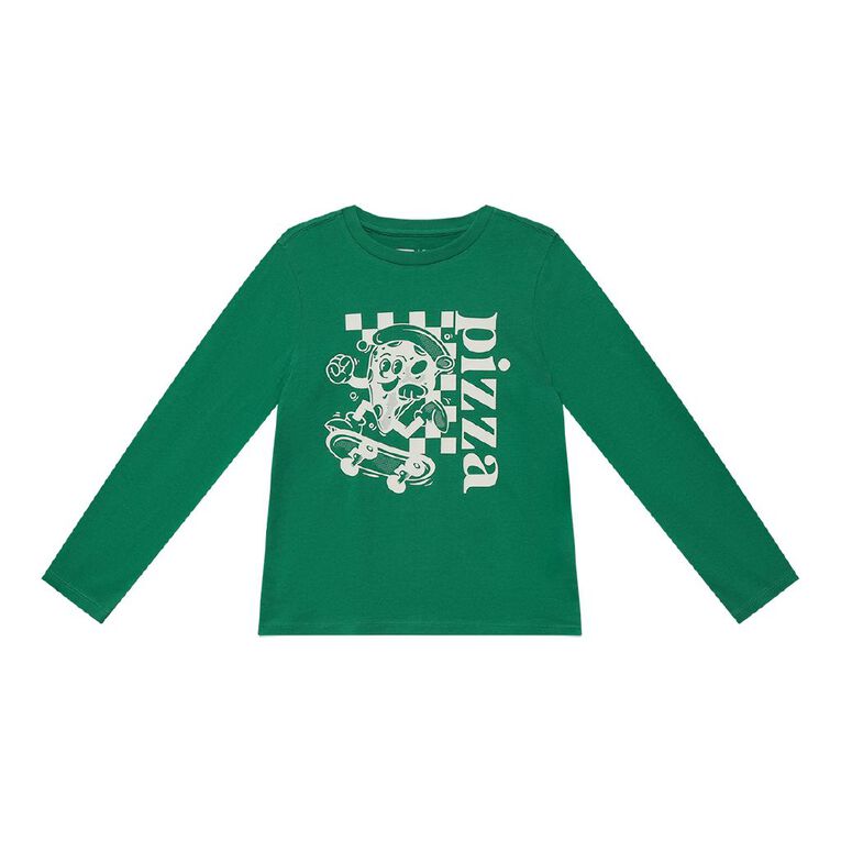 Young Original Long Sleeve Print Tee, Green Mid, hi-res