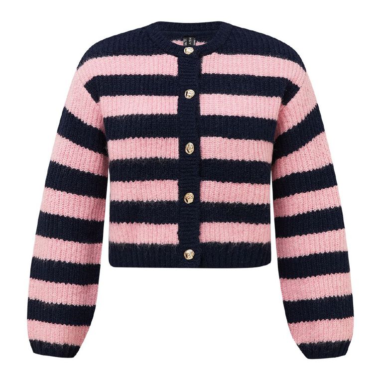 H&H Women's Fluffy Knit Cardigan, Pink Mid, hi-res