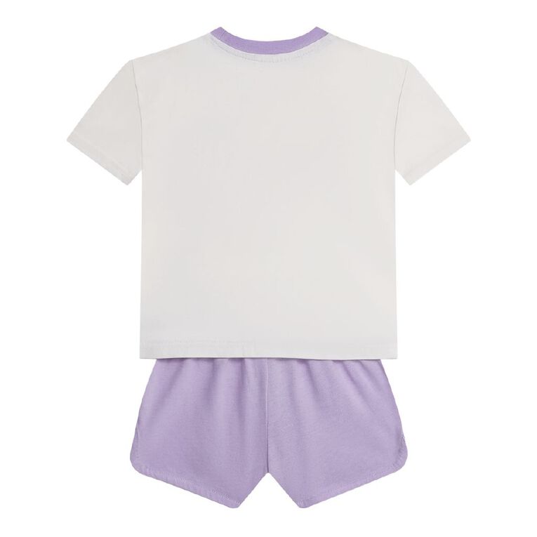 H&H Girls' Tee and Shorts Pyjama Set 2 Pack, Purple Mid, hi-res