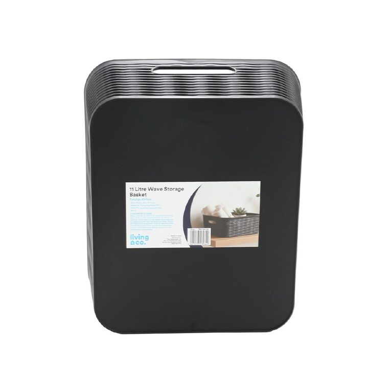 Living & Co Wave Storage Bin Black 11L, , hi-res